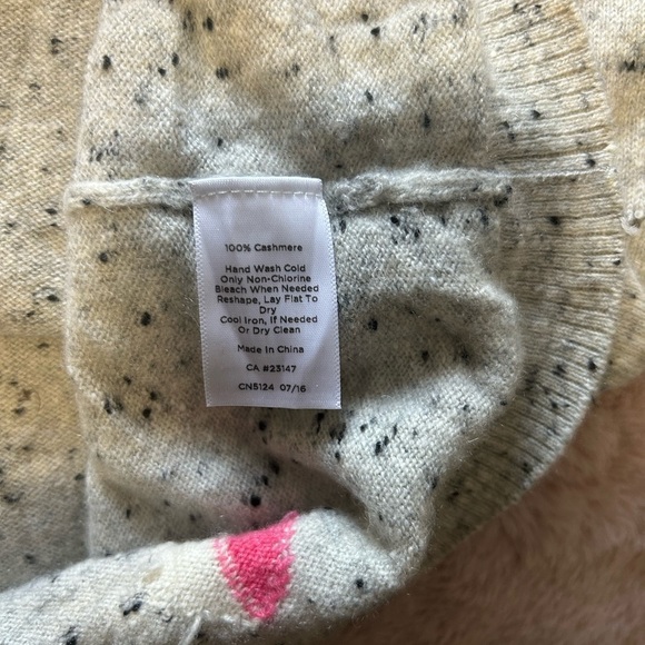 Talbots Gray Cashmere Sweater with Pink Accents - Picture 3 of 9